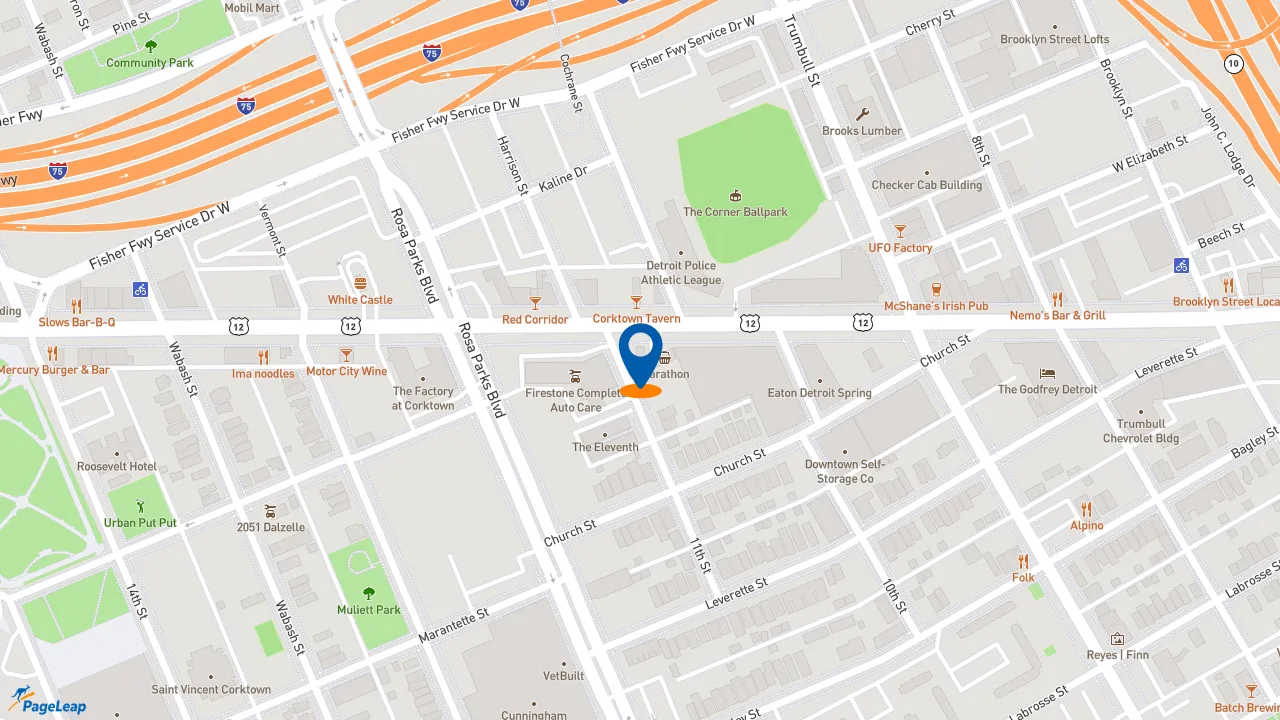 https://pageleap.com map showing location of Subway in Detroit.