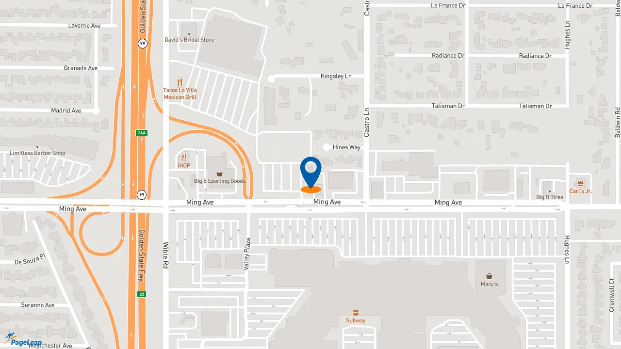 https://pageleap.com map showing location of Subway in Bakersfield.