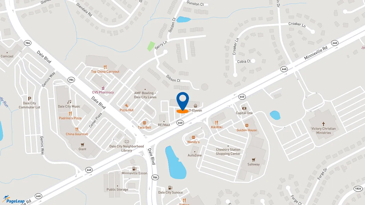 PageLeap.com map showing location of Subway in Dale City.
