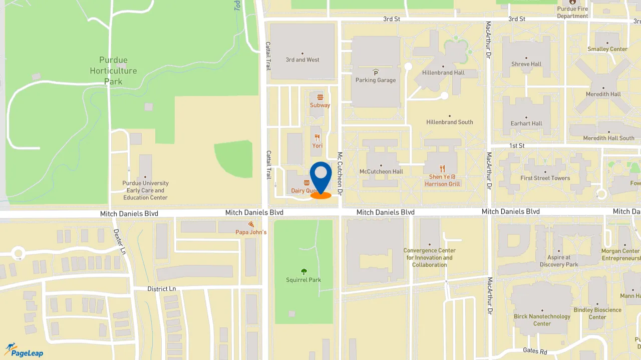 https://pageleap.com map showing location of Subway in West Lafayette.
