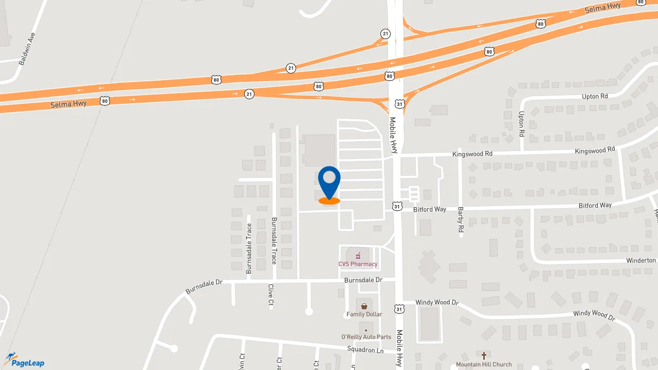 https://pageleap.com map showing location of Subway in Montgomery.