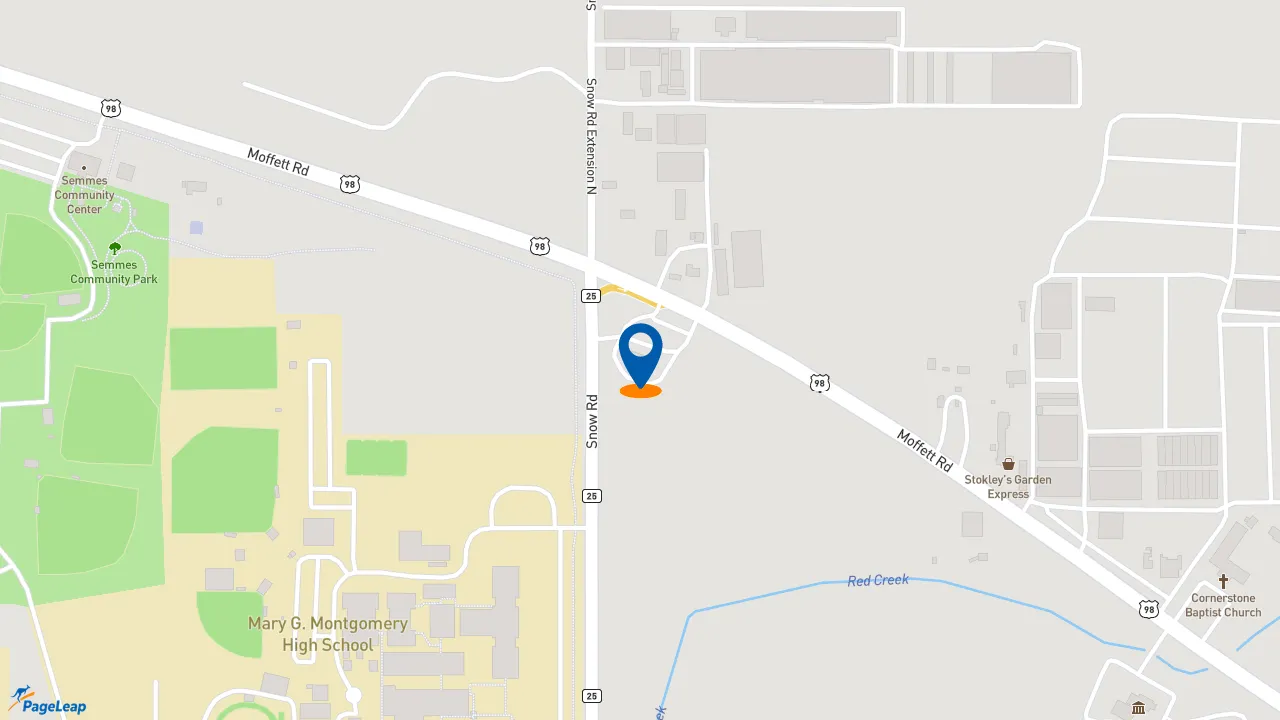 https://pageleap.com map showing location of Subway in Semmes.