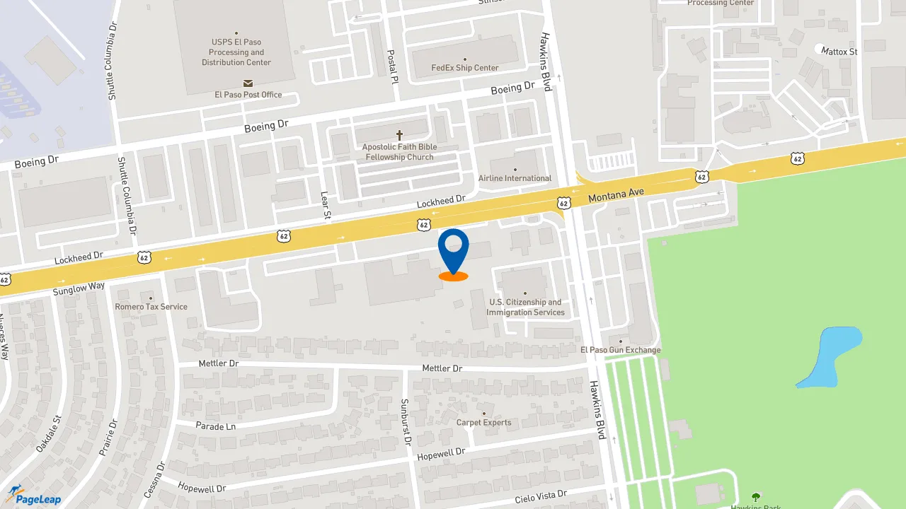 https://pageleap.com map showing location of Subway in El Paso.