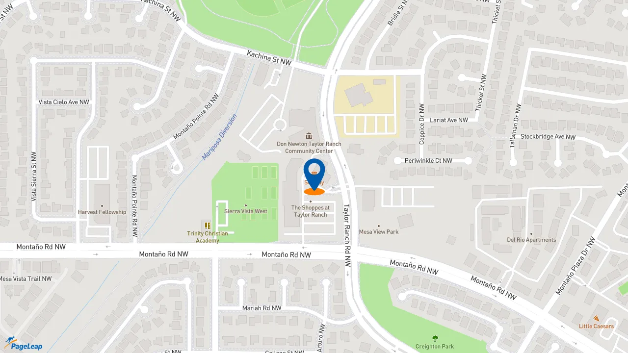 https://pageleap.com map showing location of Subway in Albuquerque.