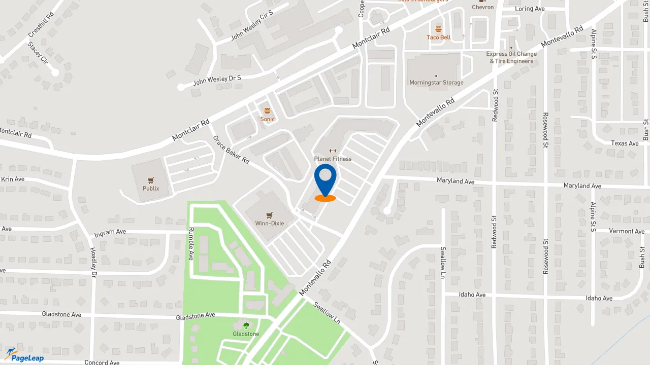 https://pageleap.com map showing location of Subway in Birmingham.
