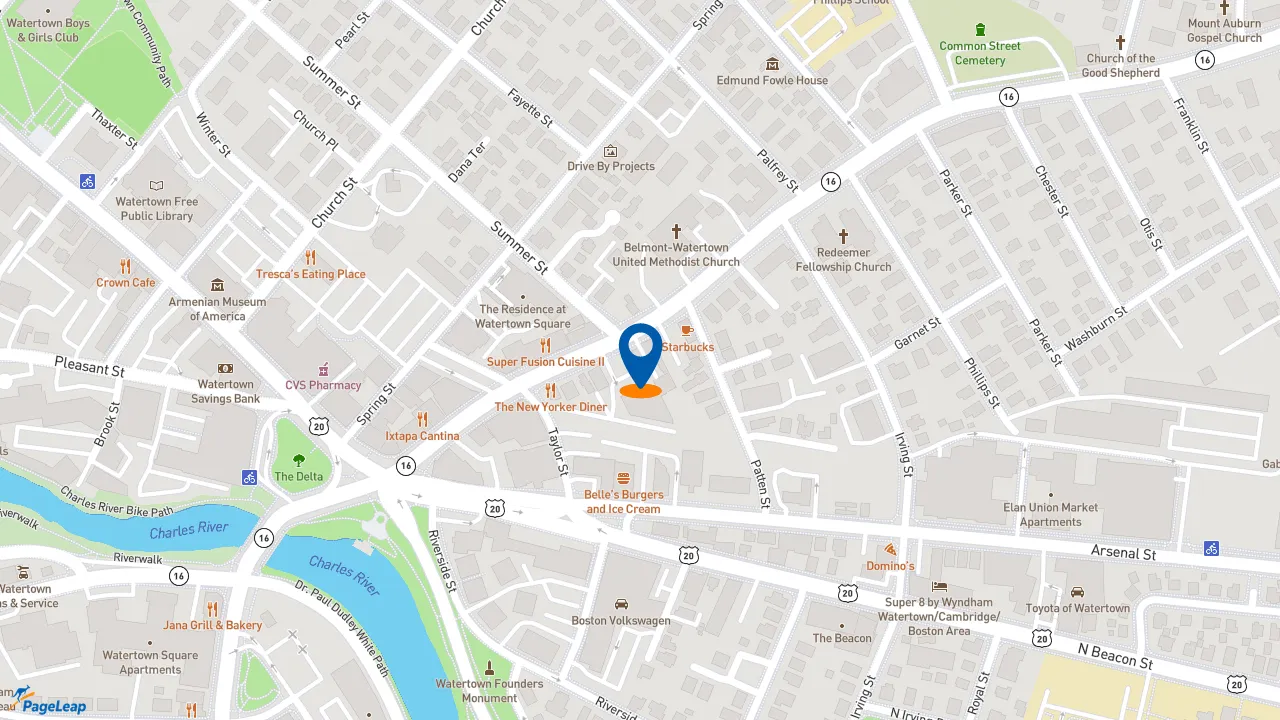 https://pageleap.com map showing location of Subway in Watertown.