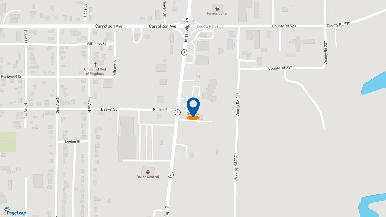 https://pageleap.com map showing location of Subway in Greenwood.