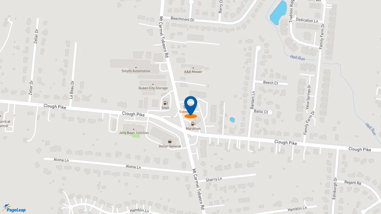 https://pageleap.com map showing location of Subway in Cincinnati.