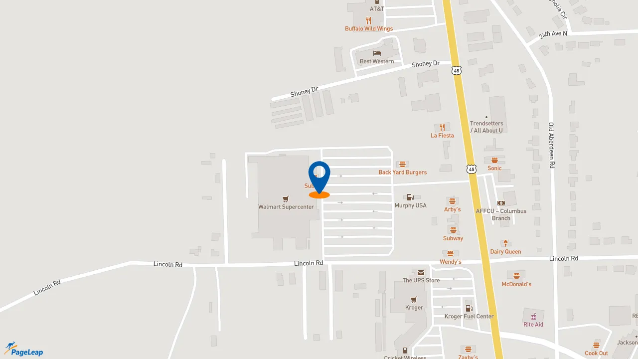 https://pageleap.com map showing location of Subway in Columbus.