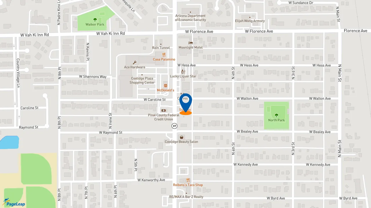 https://pageleap.com map showing location of Subway in Coolidge.