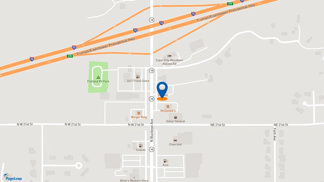 https://pageleap.com map showing location of Subway in Abilene.