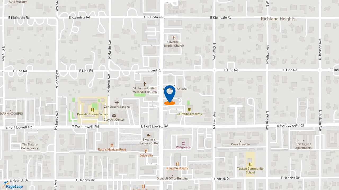 https://pageleap.com map showing location of Subway in Tucson.