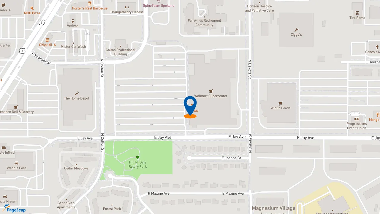 https://pageleap.com map showing location of Subway in Spokane.