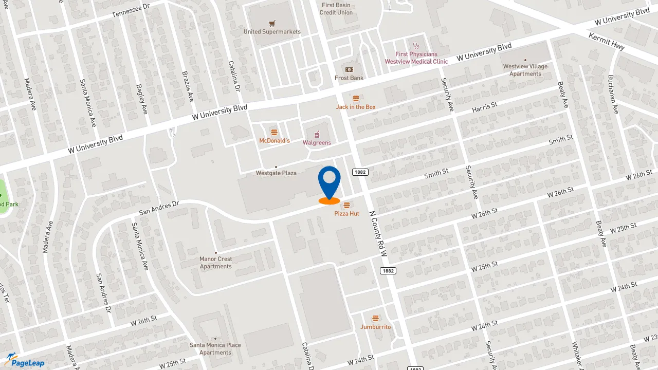 https://pageleap.com map showing location of Subway in Odessa.
