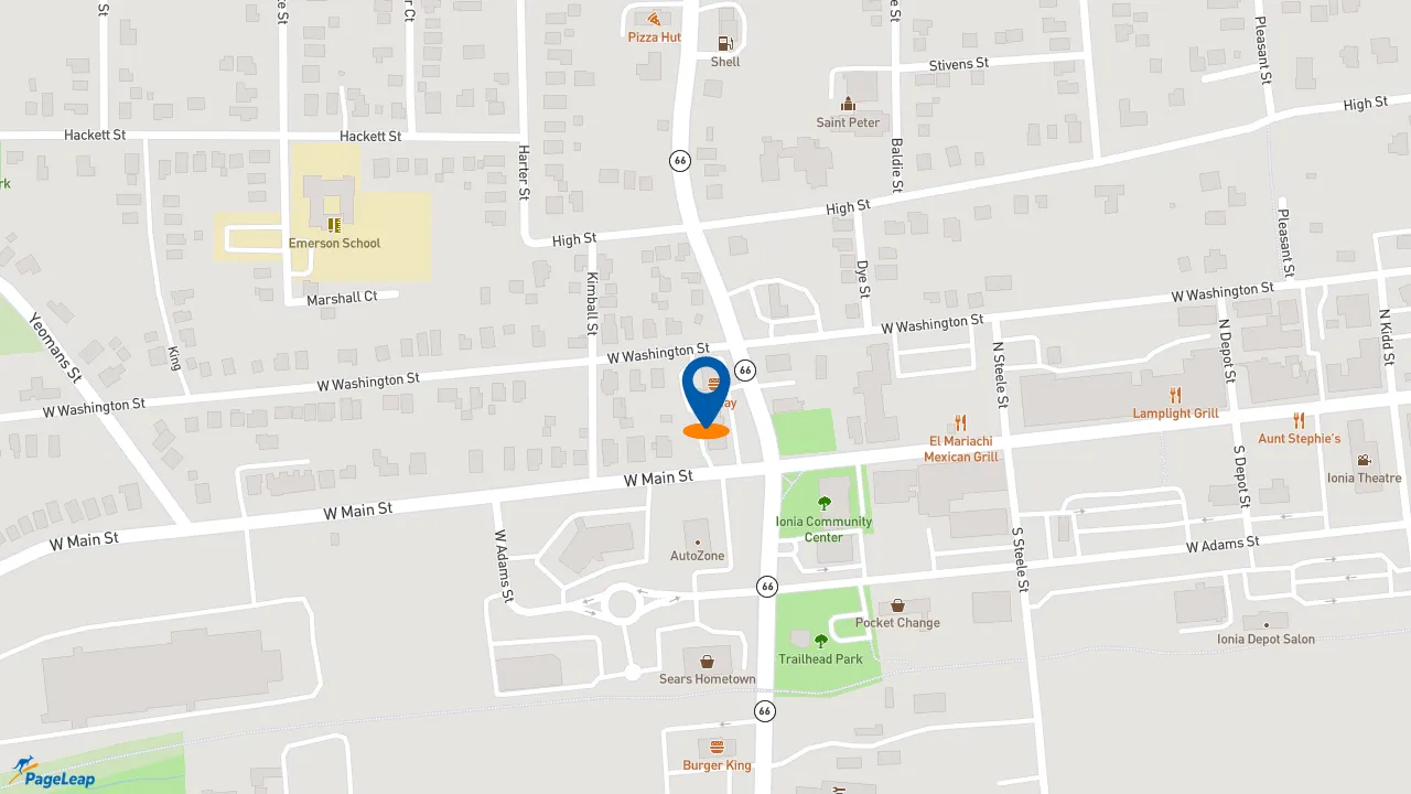 https://pageleap.com map showing location of Subway in Ionia.