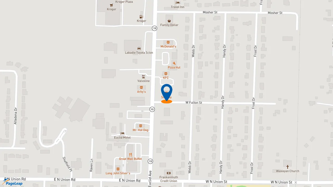 https://pageleap.com map showing location of Subway in Bay City.