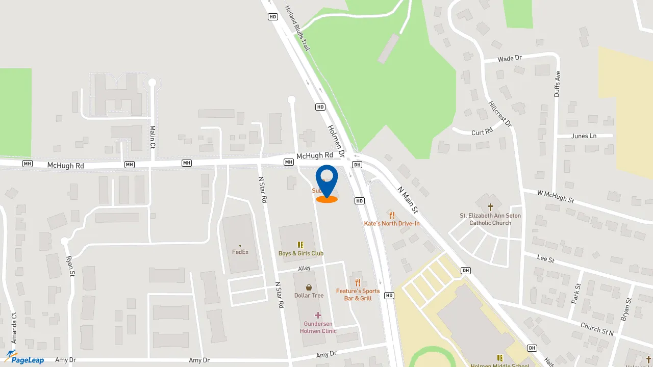 https://pageleap.com map showing location of Subway in Holmen.