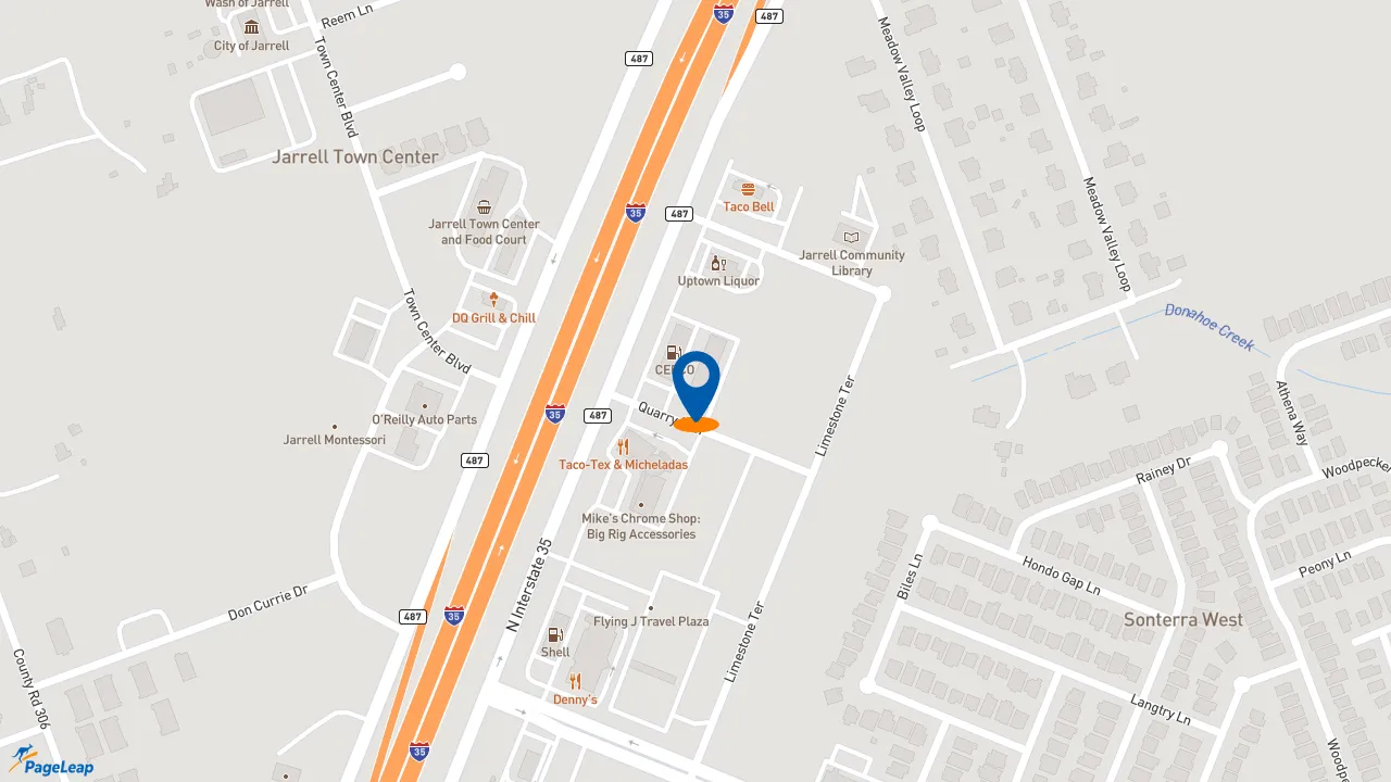 https://pageleap.com map showing location of Subway in Jarrell.