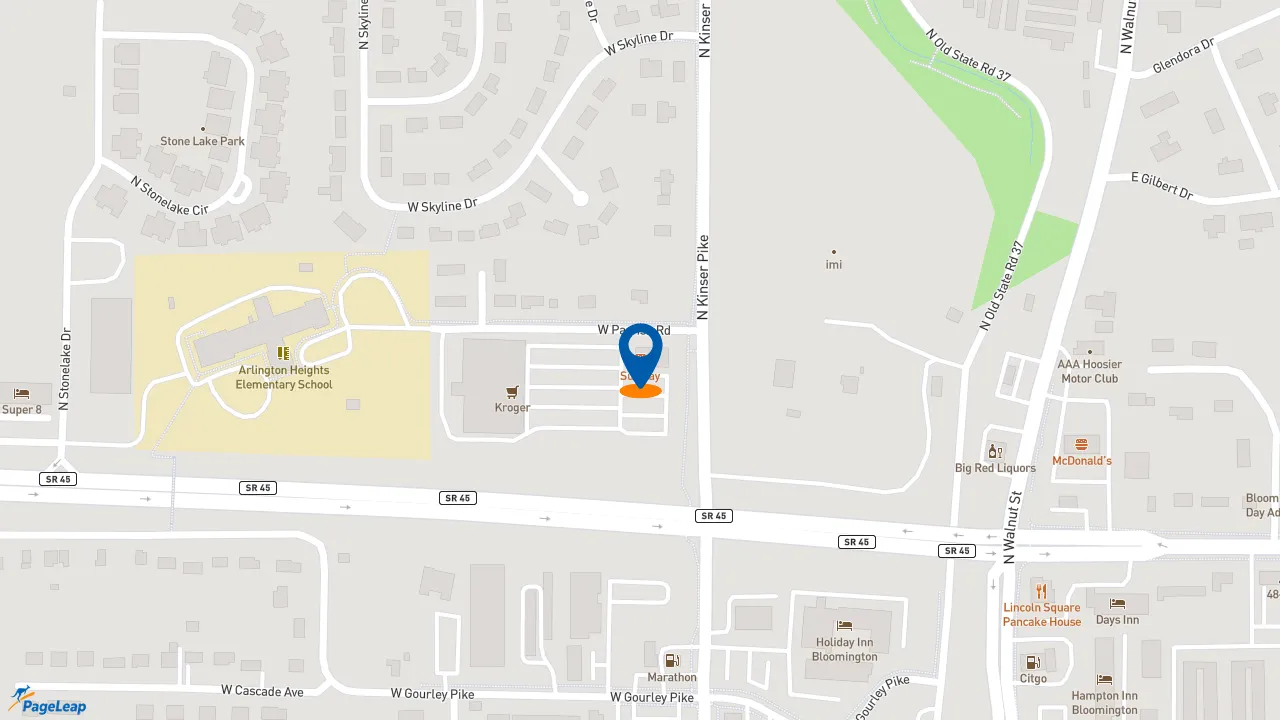 https://pageleap.com map showing location of Subway in Bloomington.