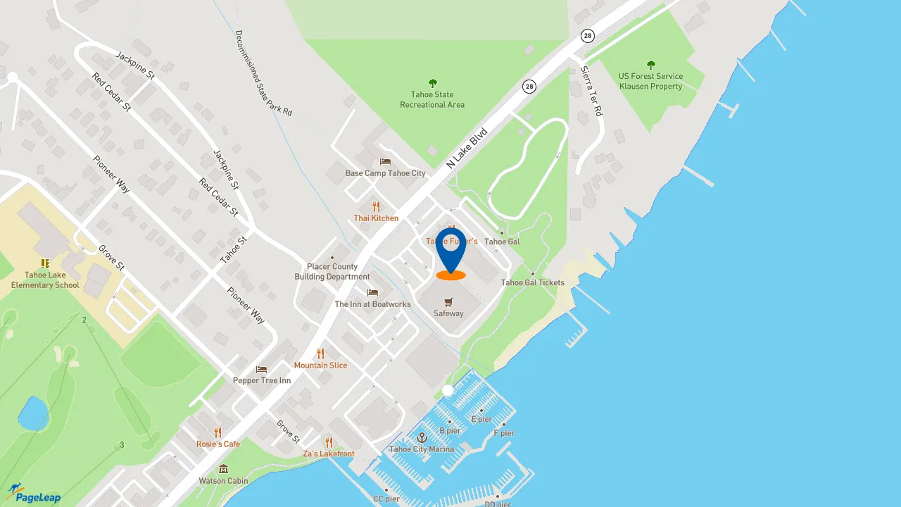 https://pageleap.com map showing location of Subway in Tahoe City.