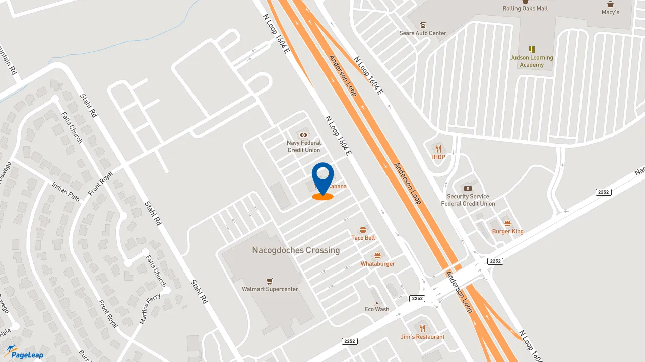 https://pageleap.com map showing location of Subway in San Antonio.