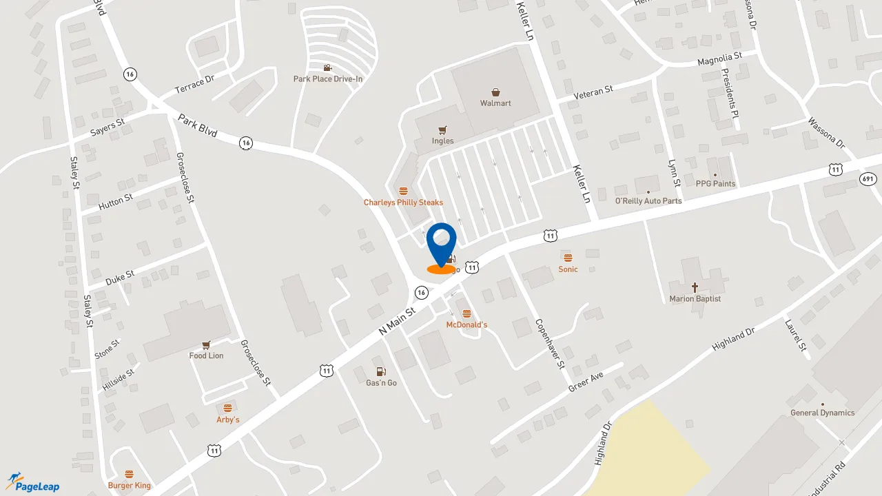 https://pageleap.com map showing location of Subway in Marion.
