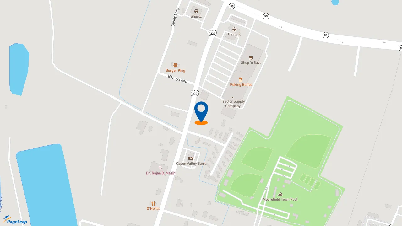 https://pageleap.com map showing location of Subway in Moorefield.