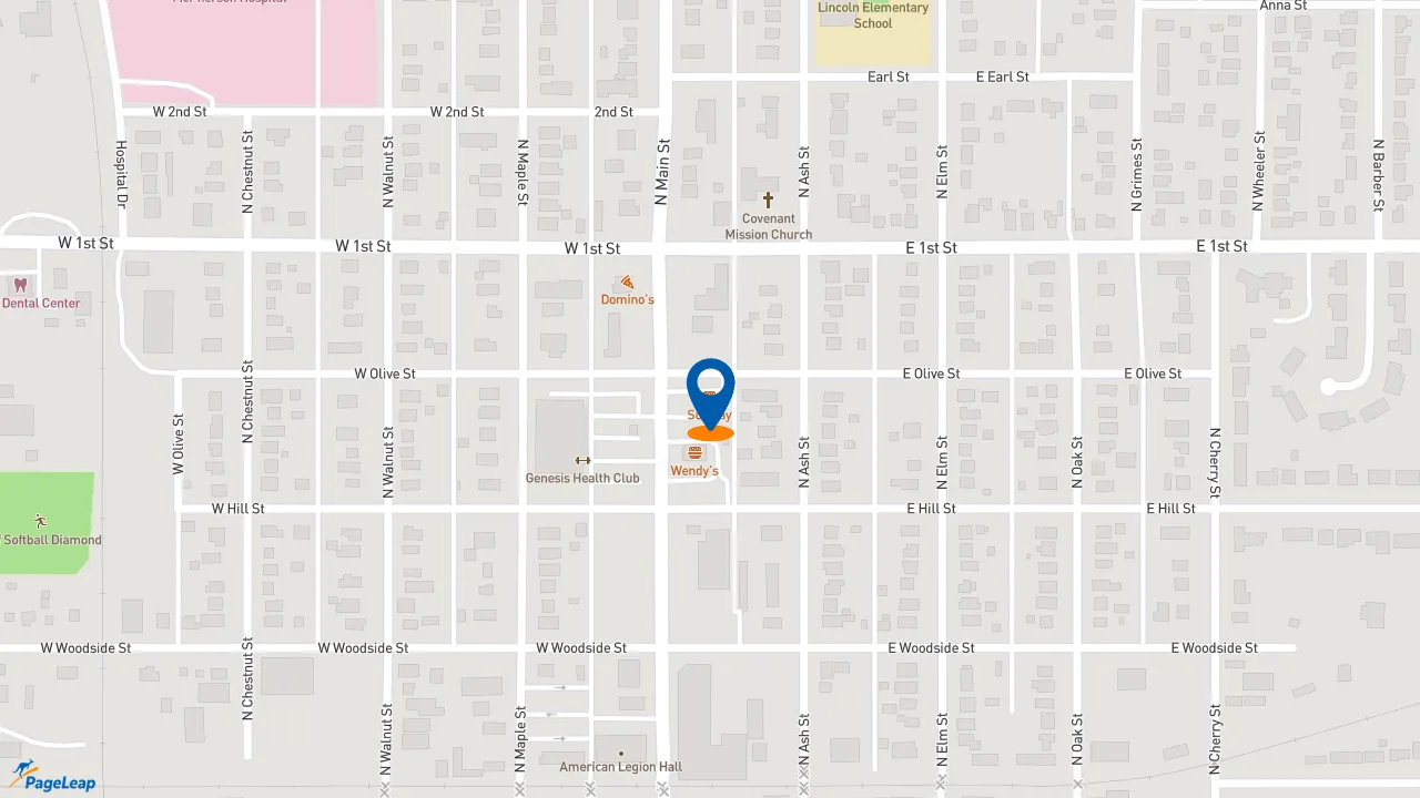 https://pageleap.com map showing location of Subway in Mcpherson.