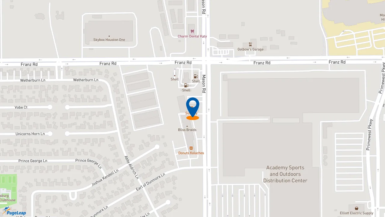 https://pageleap.com map showing location of Subway in Katy.