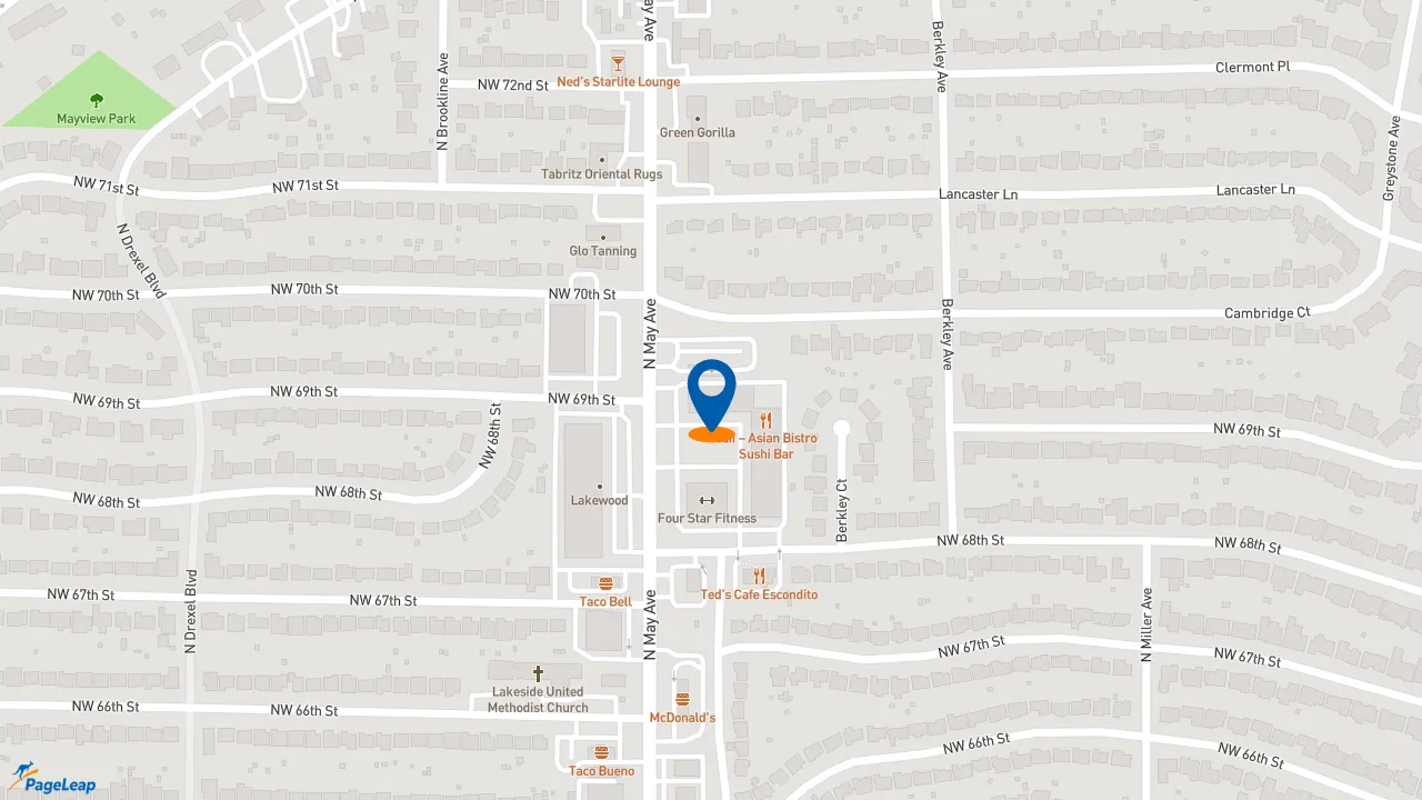 https://pageleap.com map showing location of Subway in Oklahoma City.