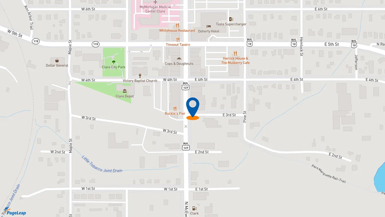https://pageleap.com map showing location of Subway in Clare.