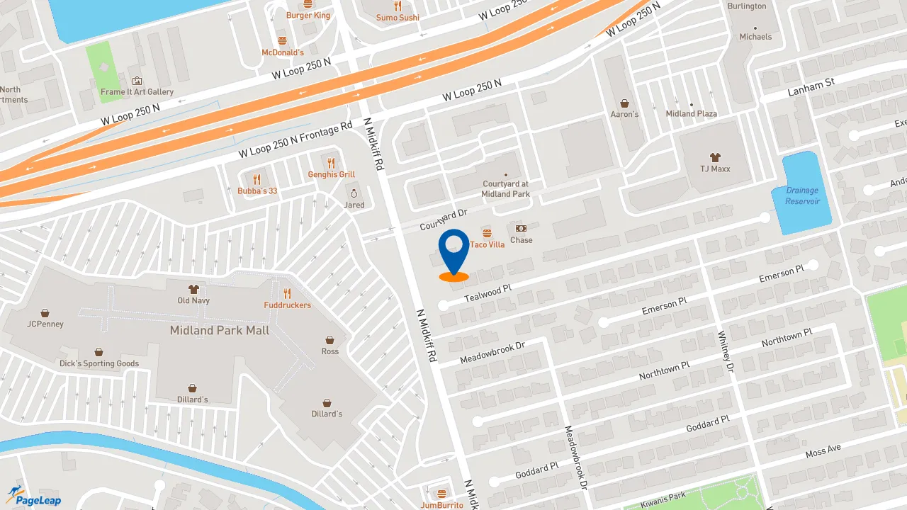 https://pageleap.com map showing location of Subway in Midland.