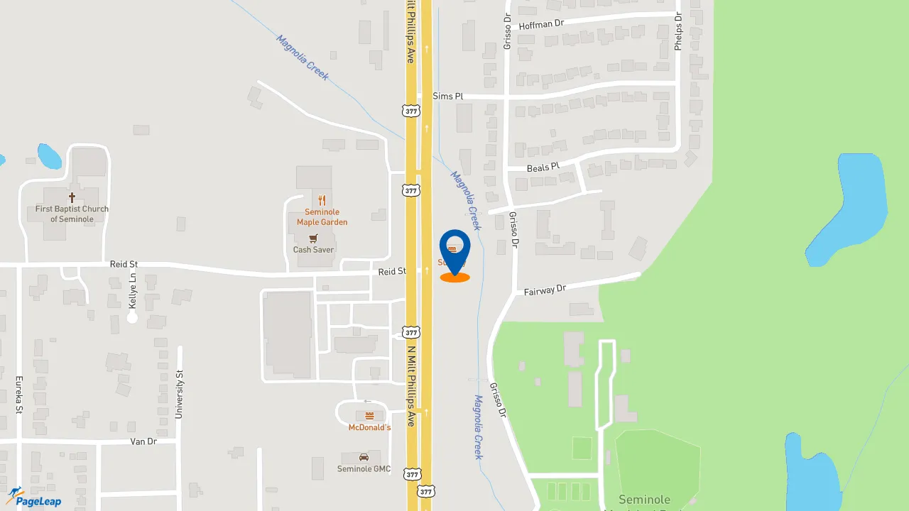 https://pageleap.com map showing location of Subway in Seminole.