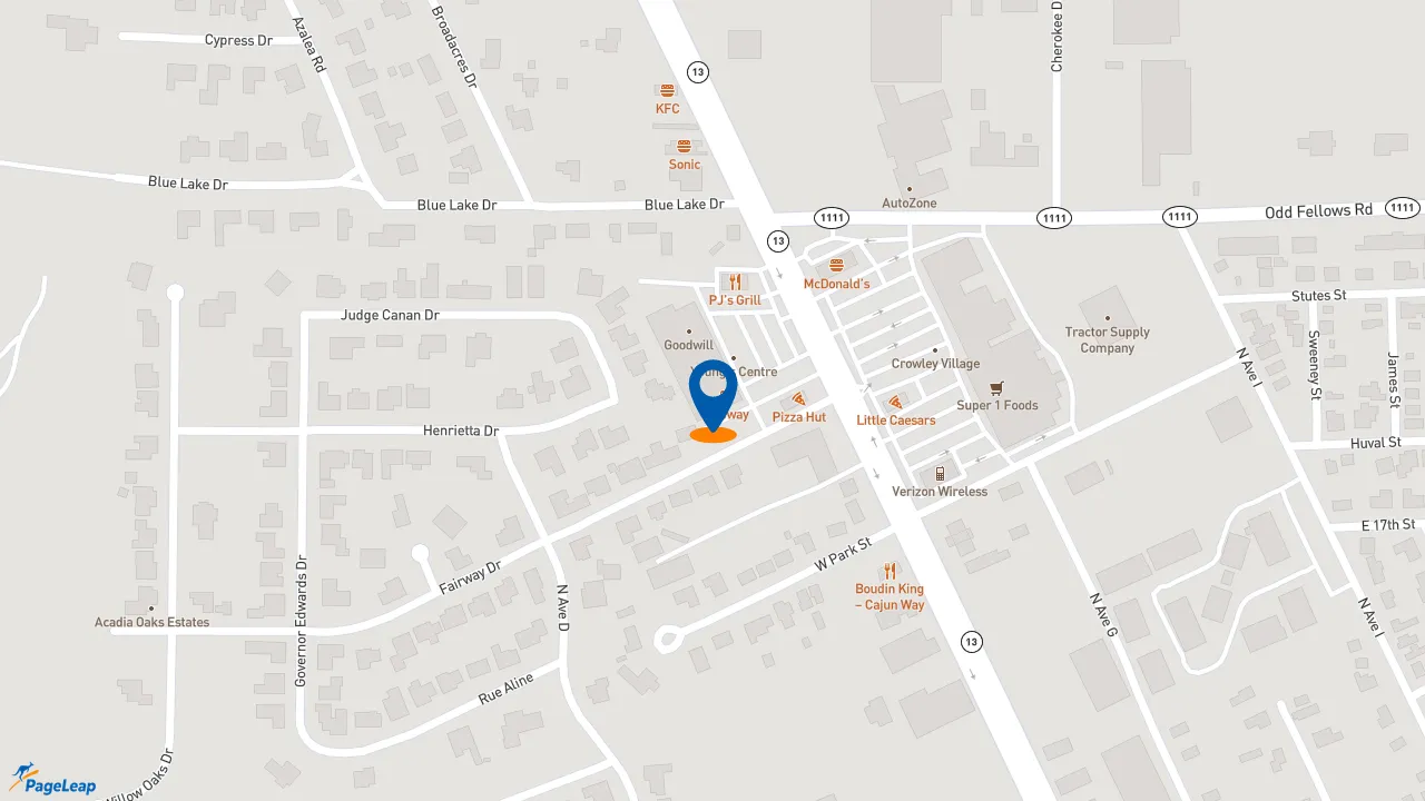 https://pageleap.com map showing location of Subway in Crowley.