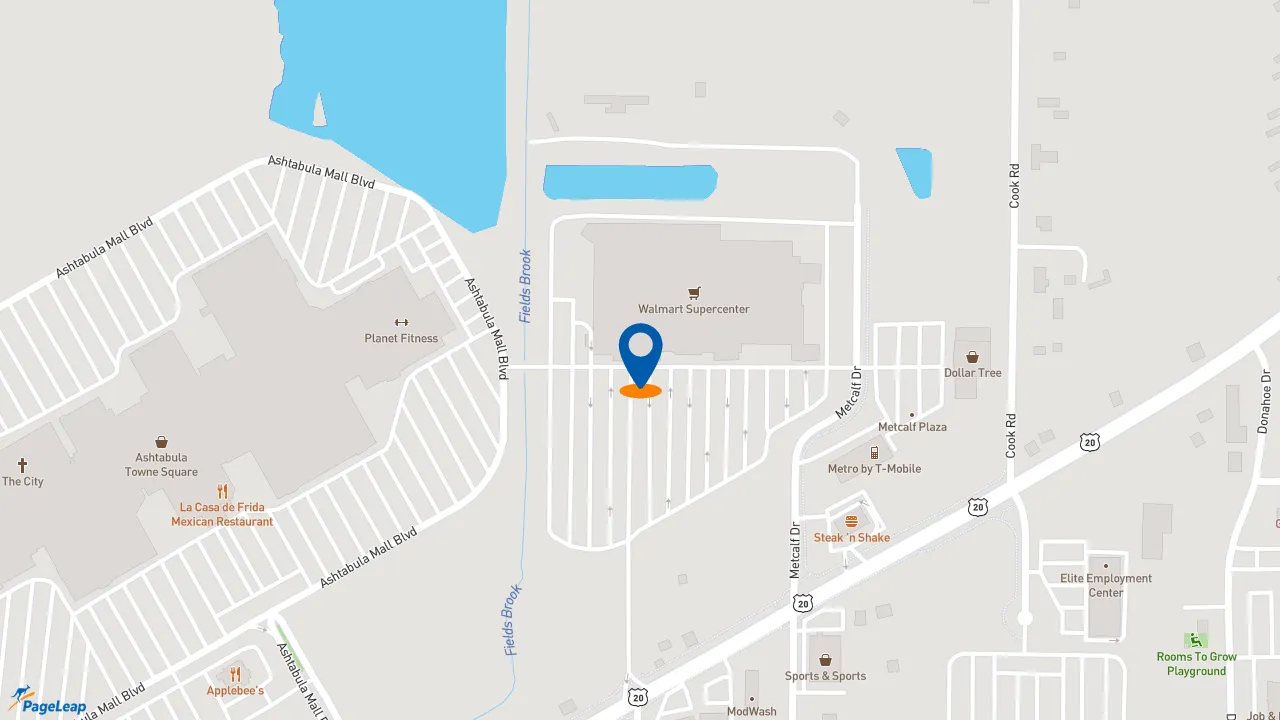https://pageleap.com map showing location of Subway in Ashtabula.