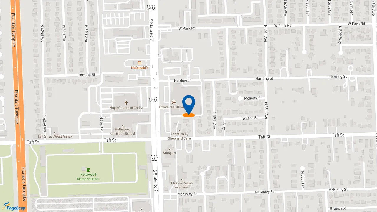 https://pageleap.com map showing location of Subway in Hollywood.