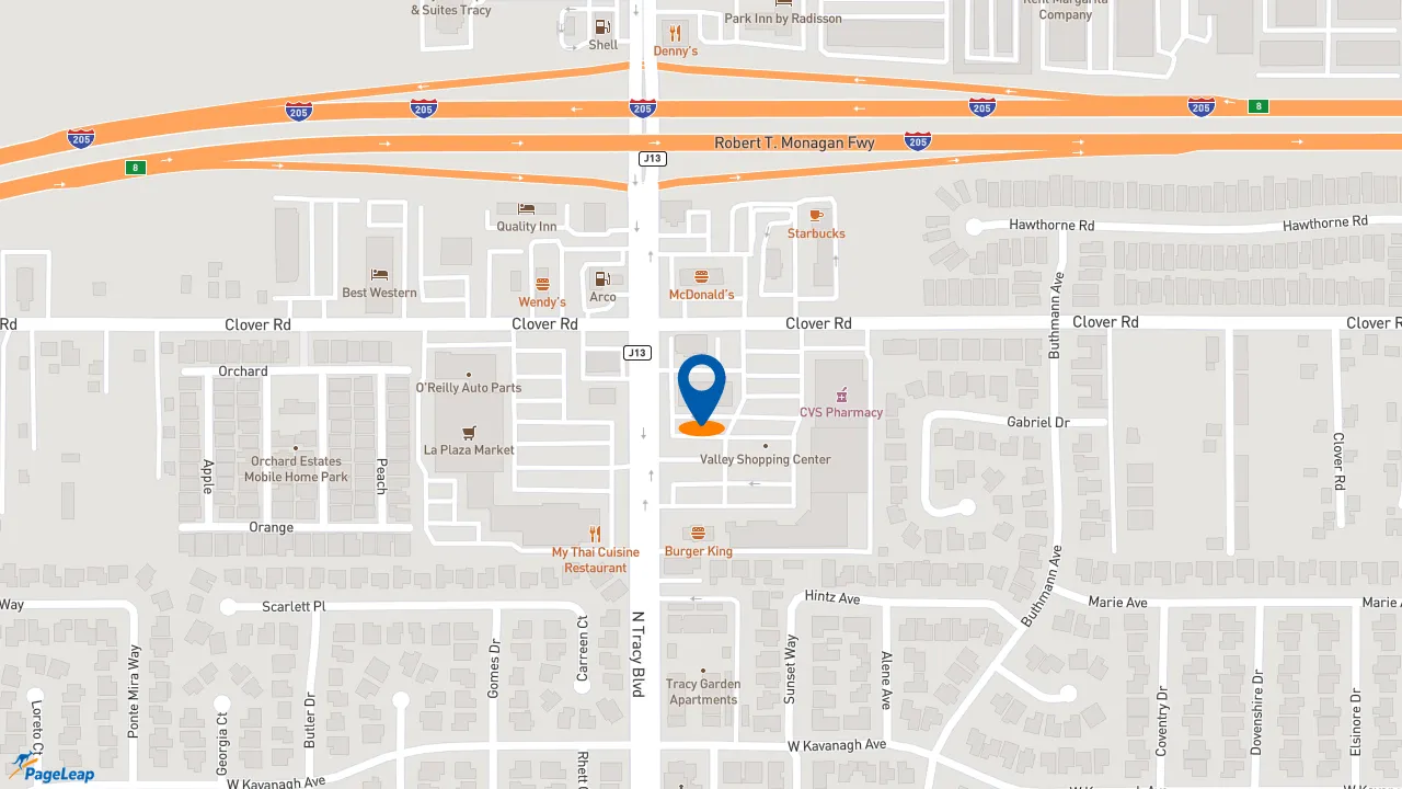 https://pageleap.com map showing location of Subway in Tracy.