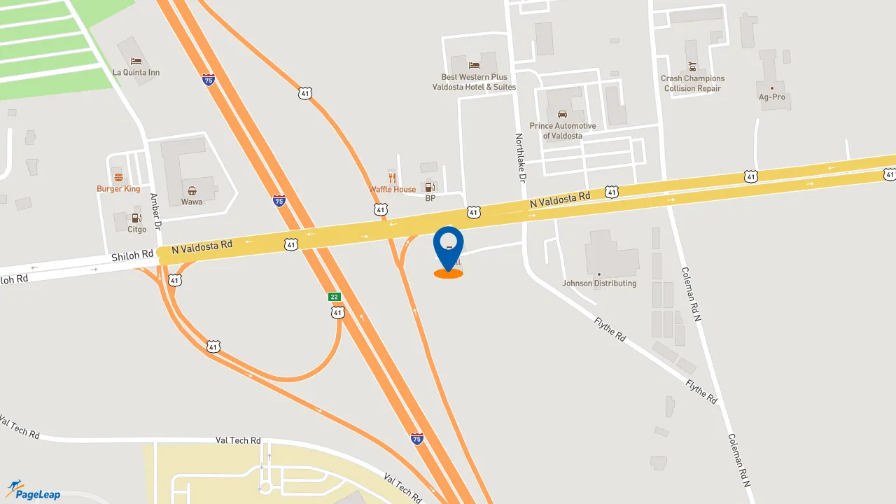 https://pageleap.com map showing location of Subway in Valdosta.