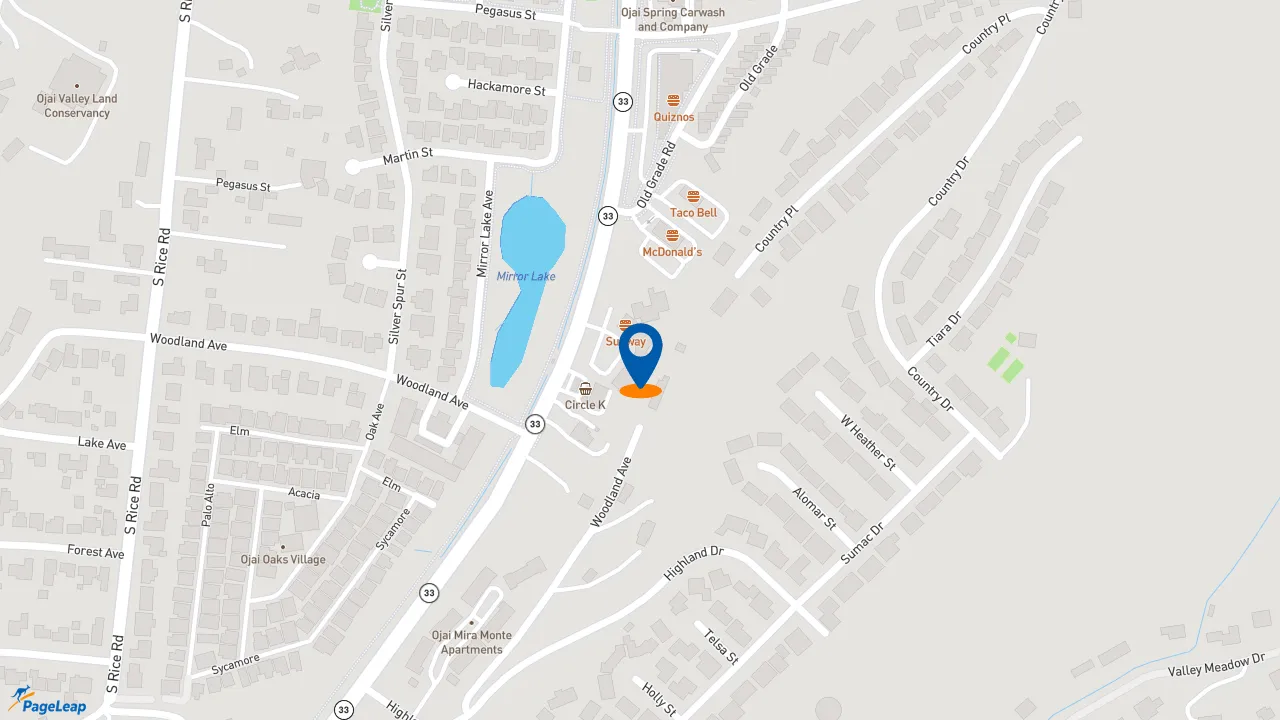 https://pageleap.com map showing location of Subway in Ojai.