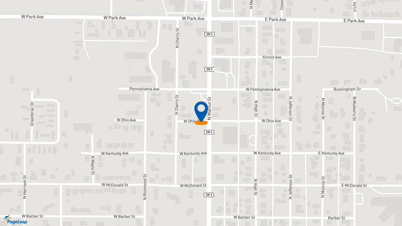 https://pageleap.com map showing location of Subway in Hartford City.