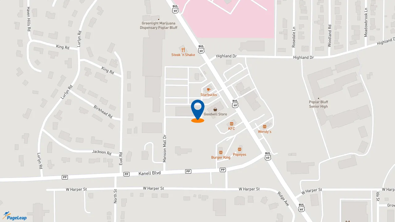 https://pageleap.com map showing location of Subway in Poplar Bluff.