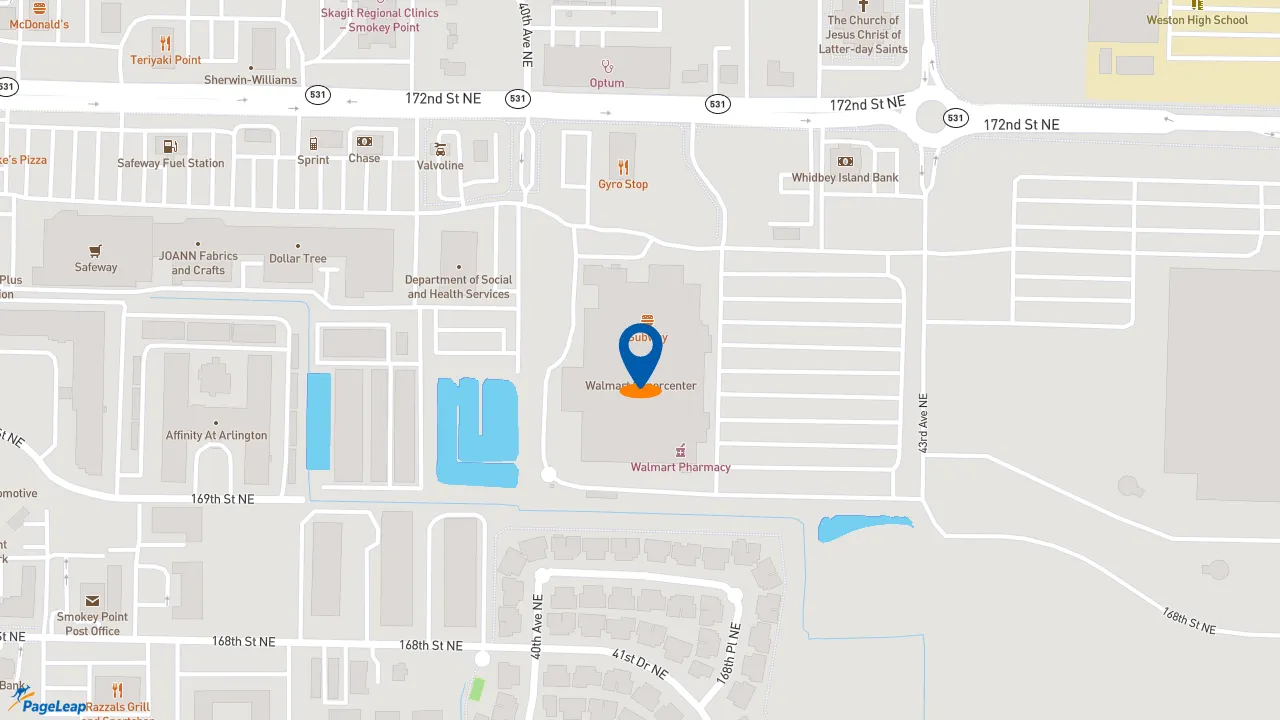 https://pageleap.com map showing location of Subway in Arlington.