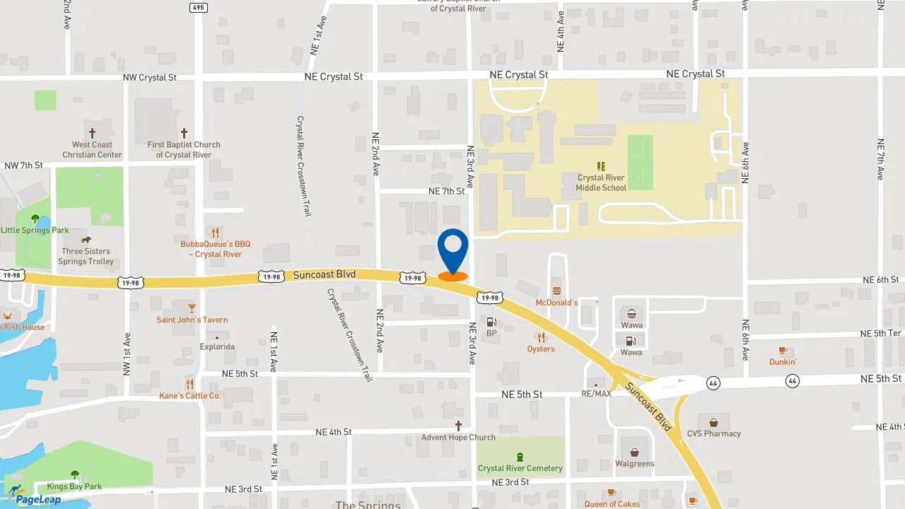 https://pageleap.com map showing location of Subway in Crystal River.