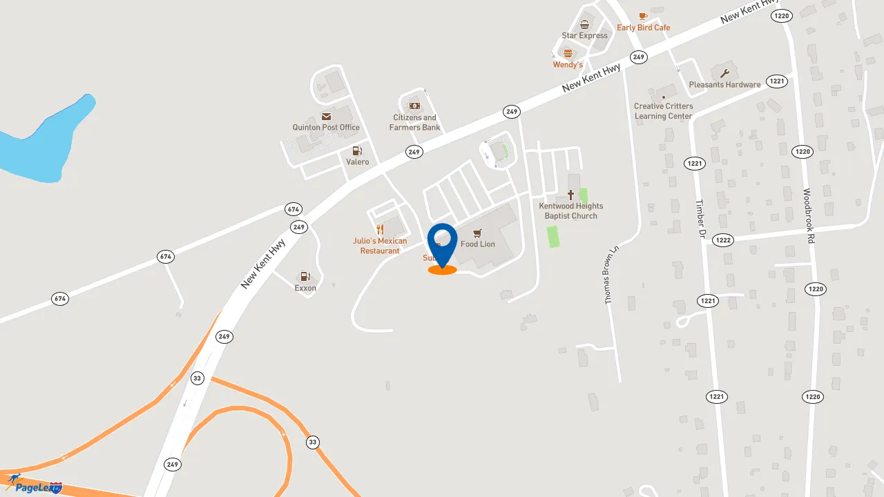 https://pageleap.com map showing location of Subway in Quinton.