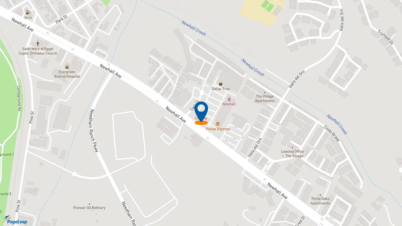 https://pageleap.com map showing location of Subway in Santa Clarita.
