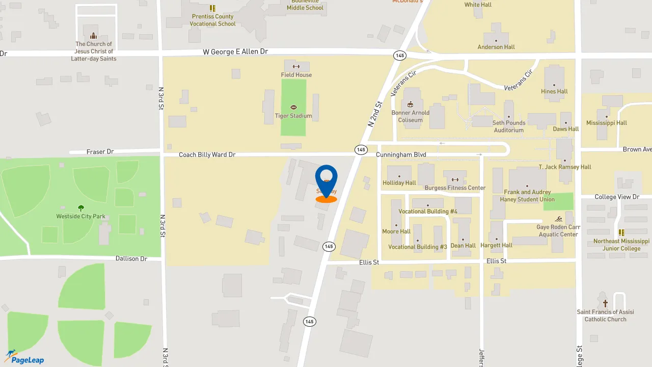 https://pageleap.com map showing location of Subway in Booneville.