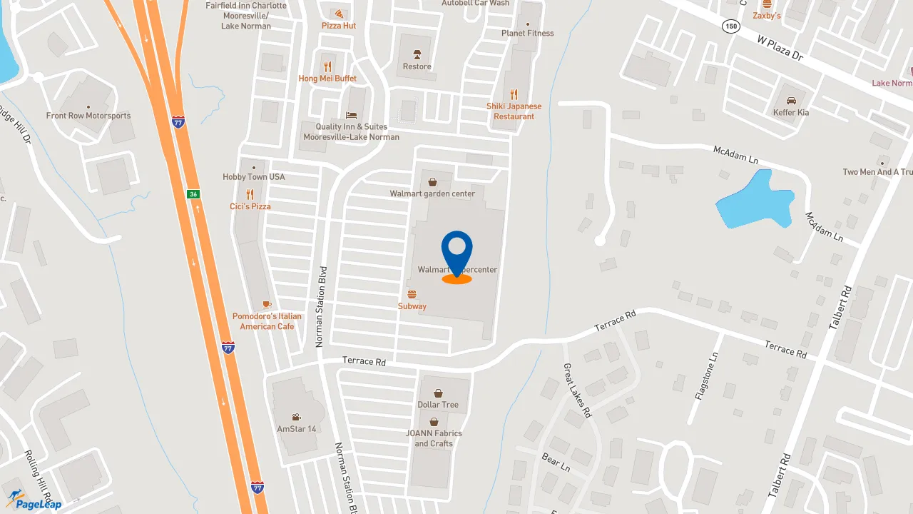 https://pageleap.com map showing location of Subway in Mooresville.