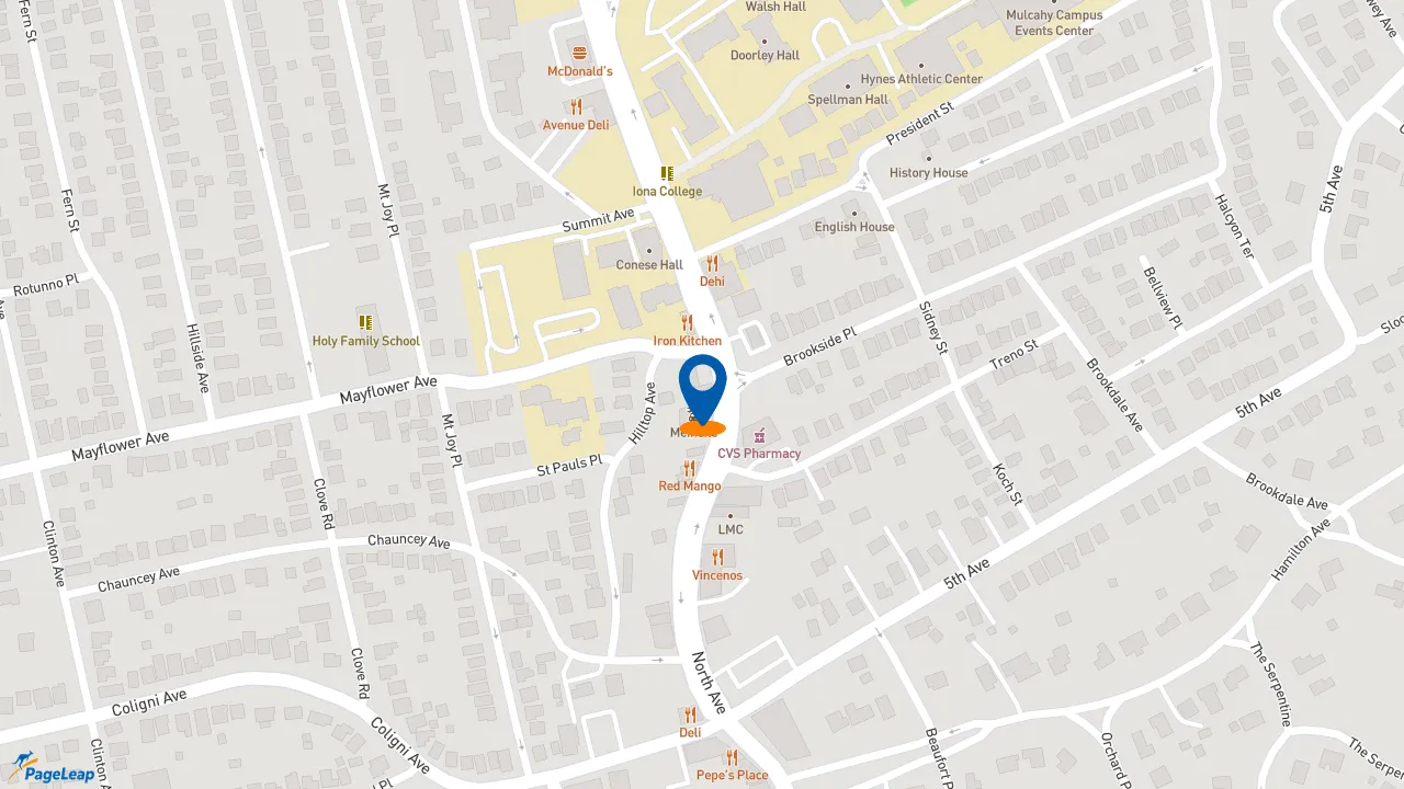 https://pageleap.com map showing location of Subway in City Of New Rochelle.