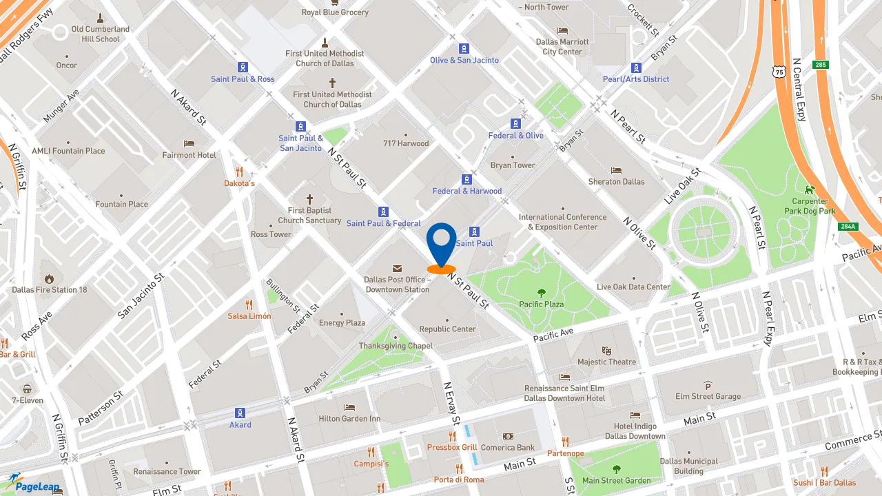 https://pageleap.com map showing location of Subway in Dallas.