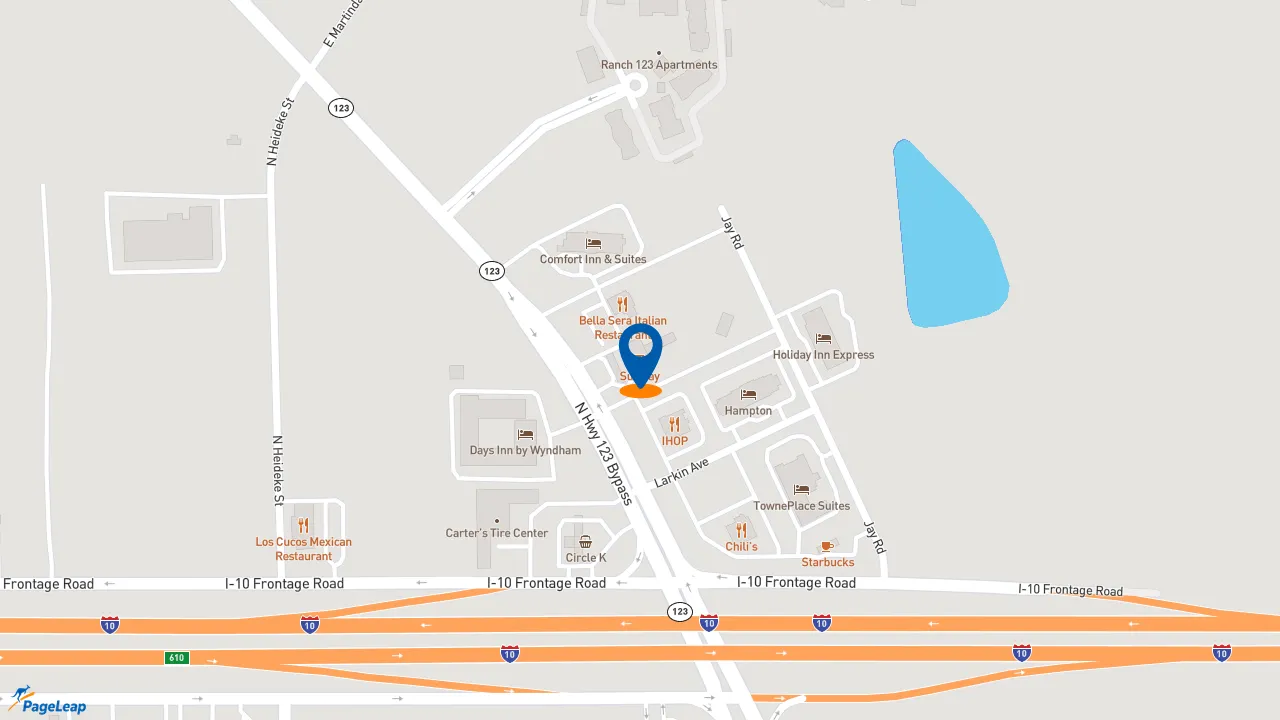https://pageleap.com map showing location of Subway in Seguin.